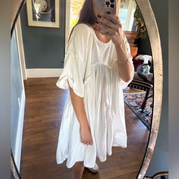 Free People Catalina mini Dress tunic white 100% cotton sz medium - Picture 9 of 16